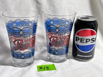 (2) Vintage Pepsi Cola Flared Tumblers - Tiffany Stained Glass Style