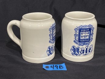 (Pair) Yale University Heavy Mugs - Vintage LUX ET VERITAS