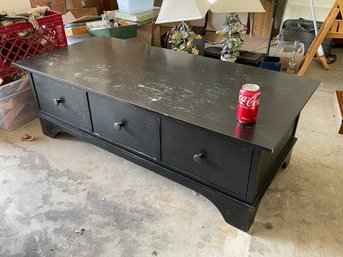 Black Coffee Table With 3 Pull Through Drawers