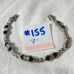 ESX Sterling Silver & Red Hearts Bracelet