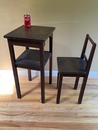 Unique Antique Oak Telephone Table With Chair