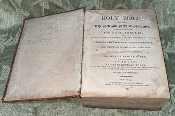 1810 Antique HOLY BIBLE Williams And Whiting - Dr. Scott's Family Bible