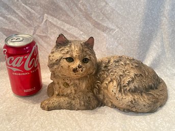 Antique HUBLEY Cast Iron Cat Door Stop - Fantastic Paint