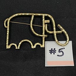 Vintage Goldtone Elephant Pin By Ultra Craft