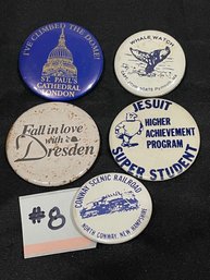 Lot Of 5 Vintage Souvenir Pins/Buttons