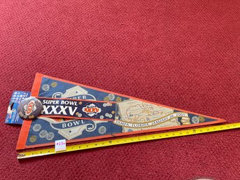 2001 Super Bowl XXV Vintage Sticker, Pin & Felt Sports Pennant 30' NFL Football