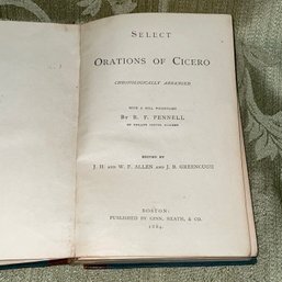 1884 'Select Orations Of Cicero' Antique Book