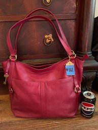 Fossil 'Sam Tote' Raspberry Purse/Handbag $268 Excellent Condition