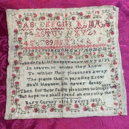 1839 Antique Embroidery Sewing Sampler