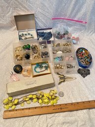 Vintage Costume Jewelry Shoebox Lot - Some Sterling Silver