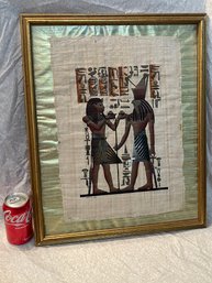 Vintage Papyrus Framed Painting - Ancient Egypt, Hieroglyphics