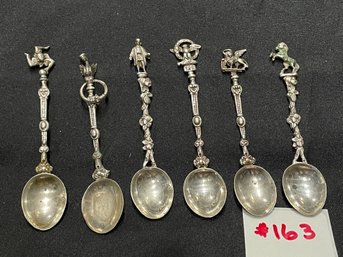 Set Of 6 Demitasse Figural Spoons - Very Interesting VINTAGE