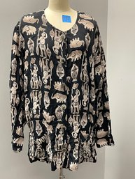 Chico's Design - Tribal African Elephants Women's Tunic Top, Shirt - Size 1