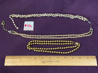 (2) Vintage Necklaces - Faux Pearls, Beads