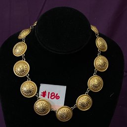 Gold Tone Etruscan Style Necklace