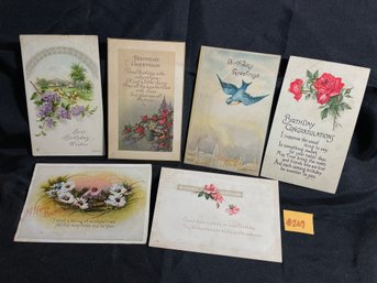 (Lot Of 6) Antique Birthday Greetings Postcards SOME EMBOSSED Early 1900s