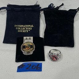 Dale Earnhardt Sterling Silver Ring (Franklin Mint) & Money Clip NASCAR