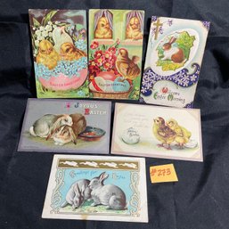 (Lot Of 6) Antique Easter Greetings Postcards - Early 1900s - Cute Chicks, Bunnies