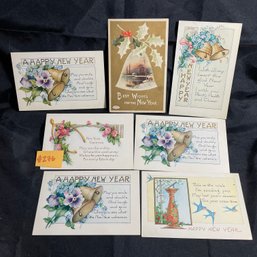 (Lot Of 7) Antique New Years Greetings Postcards - Early 1900s Embossed