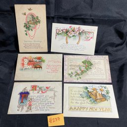 (Lot Of 6) Antique New Years Greetings Postcards - Early 1900s - Awesome Illustrated