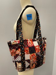 Cute Hand Quilted Patchwork Purse/Tote Bag - Paisley Kitty Fabric