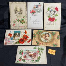 (Lot Of 6) Antique Christmas Postcards - Early 1900s Embossed