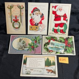 (Lot Of 6) Antique Christmas Postcards - Early 1900s - Great Santa Claus Illustrations