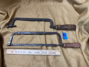 2 Antique Wood Handle Hacksaws