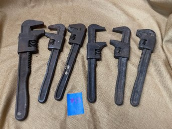 Lot Of 6 Adjustable Wrenches VINTAGE Tools