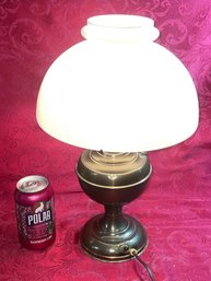 Brass Table Lamp With Milk Glass Shade #4