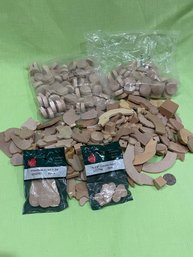 Over 2 Pounds Of Wood Craft Pieces - Unpainted