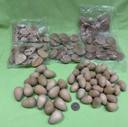 Unfinished Wood Craft Pieces - Eggs, Domed Discs - Art Supply (2 Pounds)