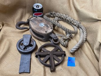 Vintage Pulleys Lot, Block & Tackle