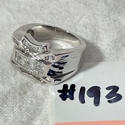 Fancy Cubic Zirconia Sterling Silver Ring, Size 9