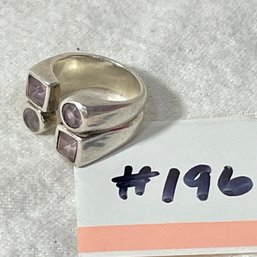 Light Purple Stone Sterling Silver Ring, Size 7 Modernist