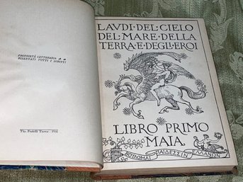 'Laus Vitae' By Gabriele D'Annunzio (Libro Primo MAIA) 1910 Antique Italian Book