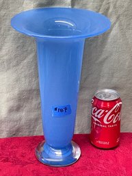 Blue Art Glass Trumpet Vase