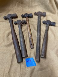 Lot Of 5 Vintage Ball Peen Hammers - Cool Old Tools