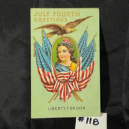 Antique Fourth Of July Patriotic Postcard - Embossed