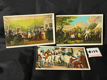 Set Of 3 Revolutionary War Scenes Vintage Postcards