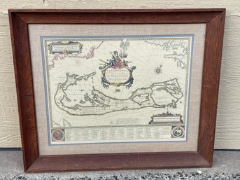 Framed Bermuda Map - Antique Reproduction Print