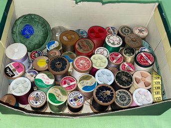 Over 40 Spools - Shoebox Of Vintage Thread