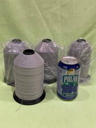Lot Of 4 Large Industrial Spools Of Gray Thread