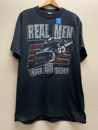 'Real Men Wear Black And Silver' Dale Earnhardt Vintage NASCAR T-Shirt, Large