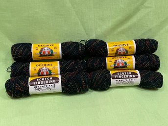 Green Tartan Beehive Scotch Fingering Wool Yarn (Lot Of 6 Skeins)