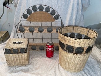 Wicker, Metal Bathroom Set