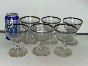 Set Of 6 Silver Rim Wine/Champagne Glasses