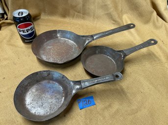 Lot Of 3 'Cold Handle' Cowboy Skillets VINTAGE Camping Cookware