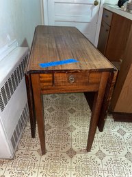Vintage Gate Leg, Drop Leaf Table With 2 Drawers