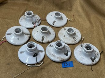 Lot Of 8 Vintage Porcelain Flush Mount Light Fixtures